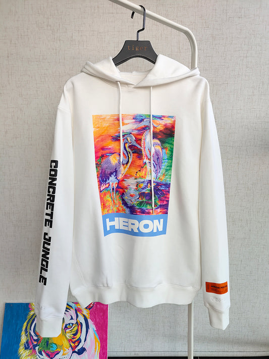 Embroidered Painted Double Crane Hoodie