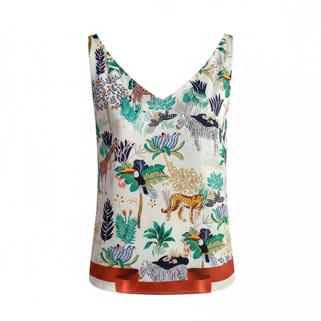 Floral Satin V-Neck Cami