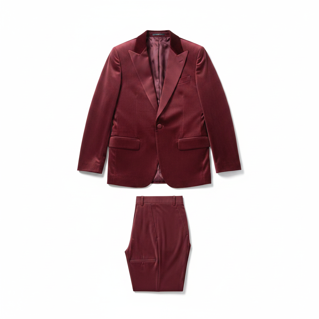 Burgundy Velvet Suit Set