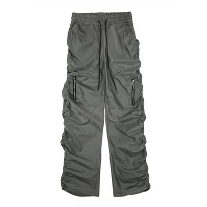 High Street Tide Brand Fold Bug Bug Zipper Pocket Casual Pants