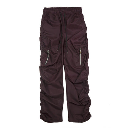 High Street Tide Brand Fold Bug Bug Zipper Pocket Casual Pants