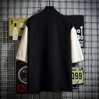 Crane Embroidered Contrast Hanfu