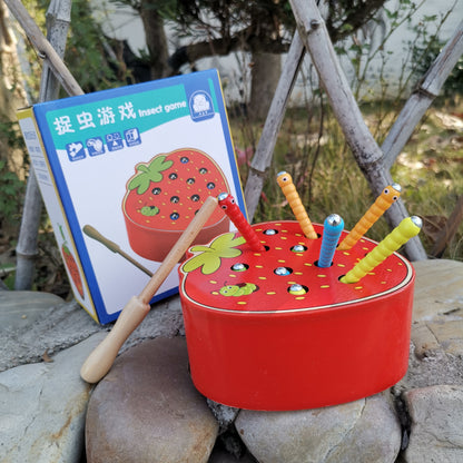 Wooden bug catching game for babies and toddlers