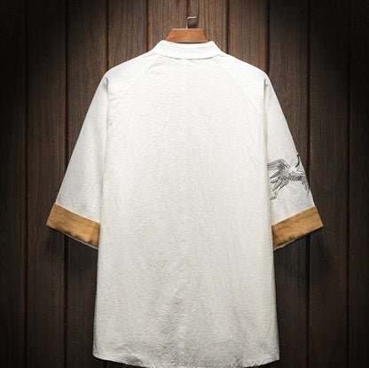 Crane embroidery short sleeve
