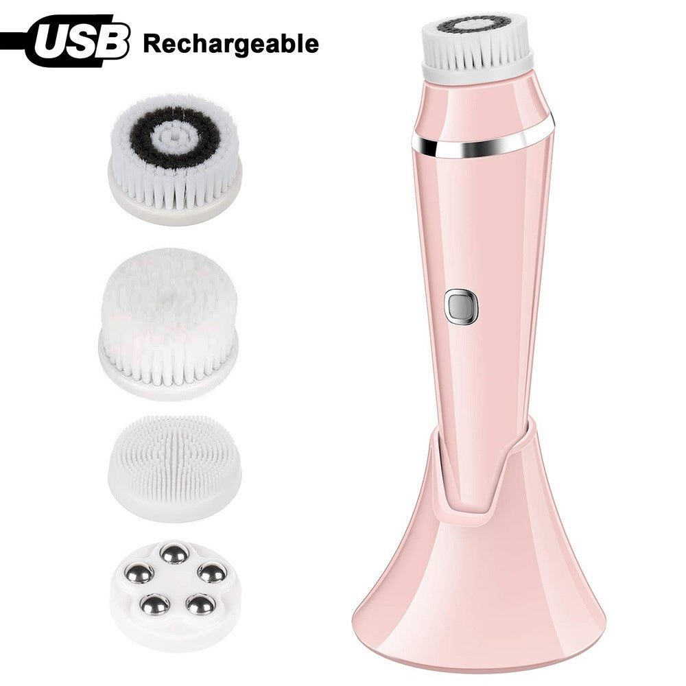Waterproof Rechargeable Facial Brush Pore Cleaner Four-in-one Electric Facial Cleansing Instrument