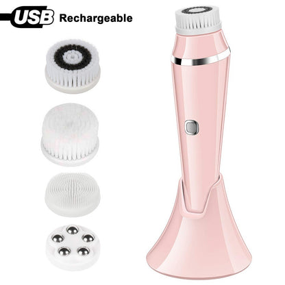 Waterproof Rechargeable Facial Brush Pore Cleaner Four-in-one Electric Facial Cleansing Instrument