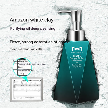Men's Hydrating And Pore Refining Anti-mite White Clay Oil Control Facial Cleanser