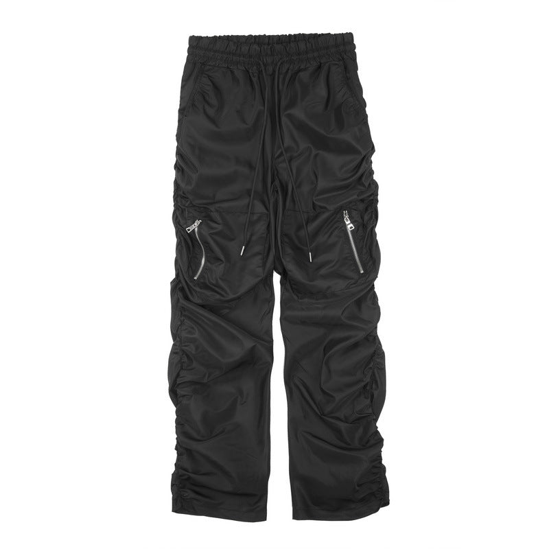 High Street Tide Brand Fold Bug Bug Zipper Pocket Casual Pants