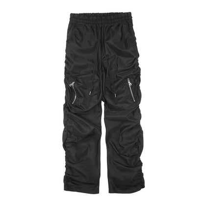 High Street Tide Brand Fold Bug Bug Zipper Pocket Casual Pants