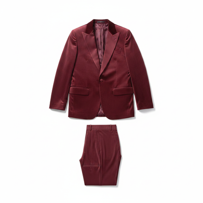 Burgundy Velvet Suit Set
