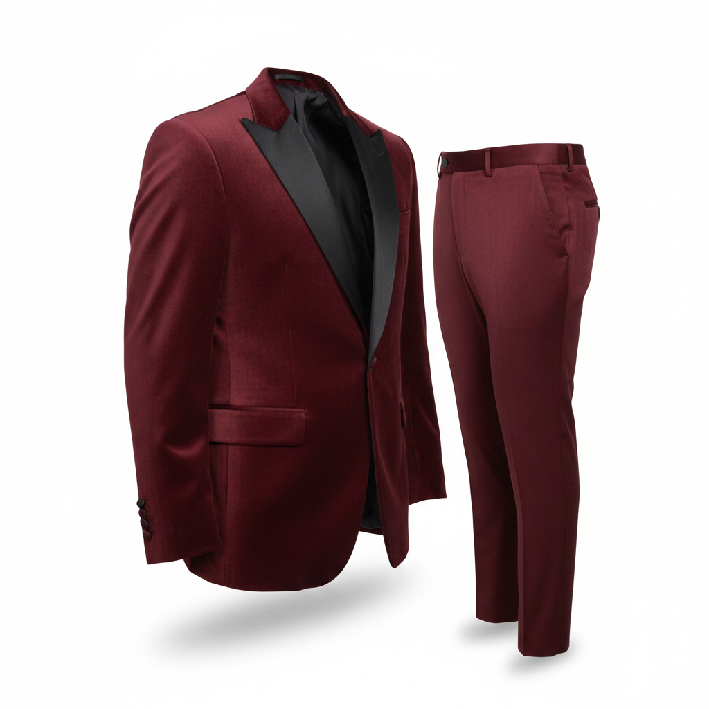 Burgundy Velvet Suit Set