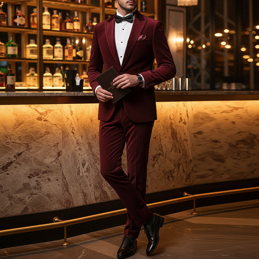 Burgundy Velvet Suit Set