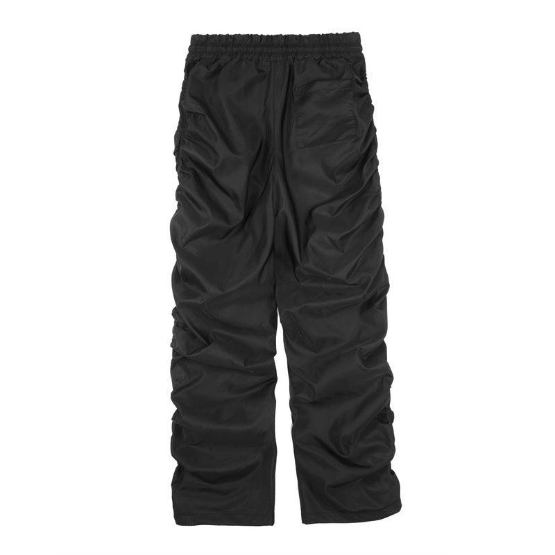 High Street Tide Brand Fold Bug Bug Zipper Pocket Casual Pants